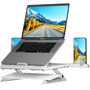 Laptop Stand for Desk, Phone Stand, Extended Laptops Riser, Elevator, 3 Height Adjustable, Rotatable Base, 10-17 Inches