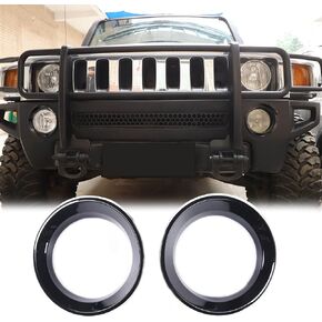 PIUGILH Front Bumper Driving Fog Light Lamp Ring Bezels Covers Fit for 2005-2009 Hummer H3,Front Fog Lamp Light Cover Trim Frame Car Accessories