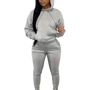 LovelyWholesale Women's Hoodies Sweatsuit Set Two Piece Jogger Pants Tracksuit Outfits with Pockets