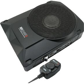 MB Quart RW-110A 800W Reference Series 10'' Slim Low Profile Compact Under-Seat 4-Ohm Active Powered Subwoofer Enclosure with Built in Amplifier for Car RV ATV - 3rd Gen, Black
