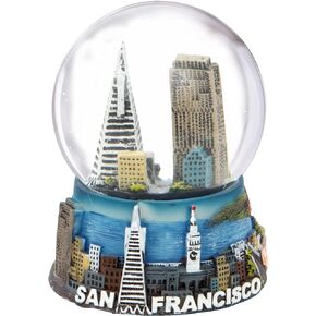 San Francisco Snow Globe Skyline, Trolley and Golden Gate Bridge, 3.5 Inches Tall