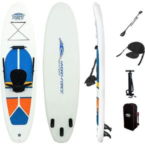 Bestway Hydro-Force White Cap 10' Inflatable Stand Up Paddle Board Kayak Water Set with Aluminum Oar, Hand Pump, and Travel Bag, White
