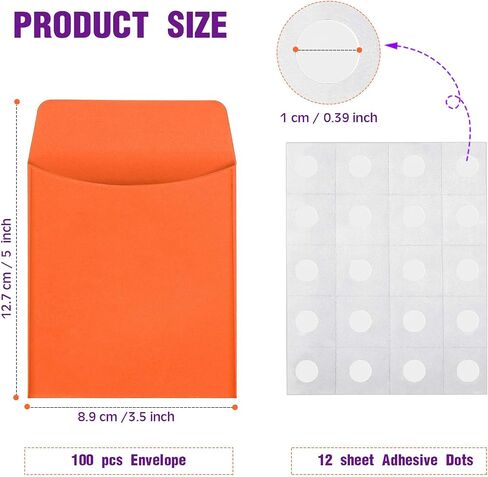 100 Pieces Library Card Envelope Colorful Small Packet Envelope Library Card Pocket with 12 Sheets Removable Adhesive Dot for Public School Office(Multi-Color) in Saudi Arabia