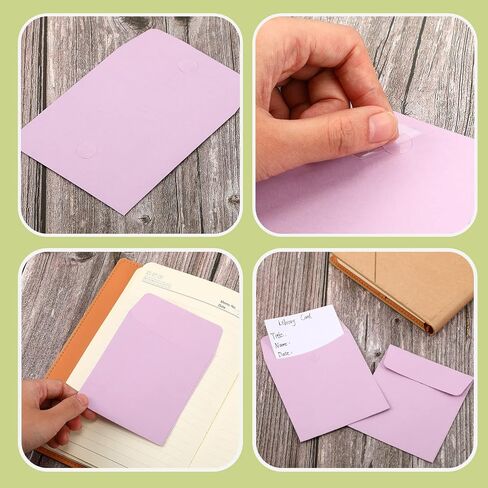 100 Pieces Library Card Envelope Colorful Small Packet Envelope Library Card Pocket with 12 Sheets Removable Adhesive Dot for Public School Office(Multi-Color) in Saudi Arabia