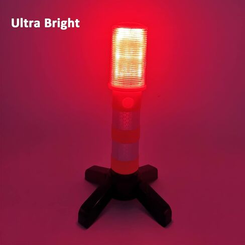 LED Road Flares Emergency Roadside Lights with Safety Strobe Light Magnetic Base & Detachable Stand for Car Vehicles Trucks, 2 Pack (Come in Storage Case) in Kuwait