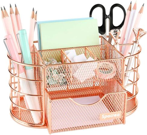Spacrea Desk Organizers and Accessories, Office Organizer Pencil Holder for Desk, Desk Office Supplies Organizer (Rose Gold) in Saudi Arabia