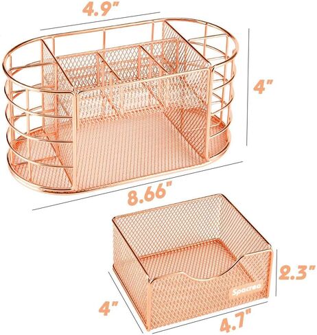 Spacrea Desk Organizers and Accessories, Office Organizer Pencil Holder for Desk, Desk Office Supplies Organizer (Rose Gold) in Saudi Arabia