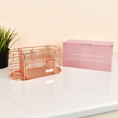 Spacrea Desk Organizers and Accessories, Office Organizer Pencil Holder for Desk, Desk Office Supplies Organizer (Rose Gold) in Saudi Arabia