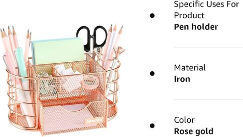 Spacrea Desk Organizers and Accessories, Office Organizer Pencil Holder for Desk, Desk Office Supplies Organizer (Rose Gold) in Saudi Arabia