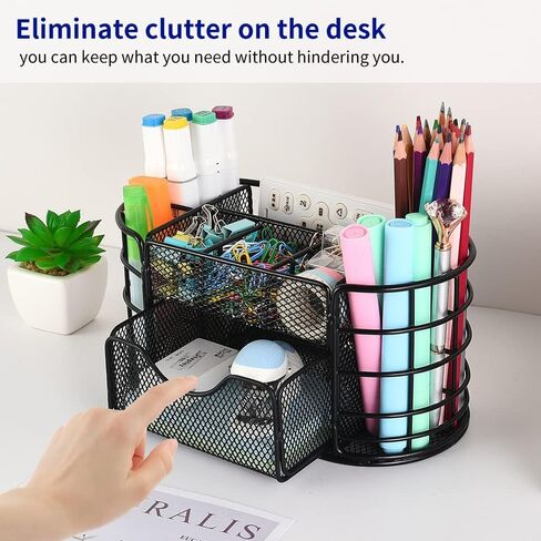 Spacrea Desk Organizers and Accessories, Office Organizer Pencil Holder for Desk, Desk Office Supplies Organizer (Rose Gold) in Saudi Arabia