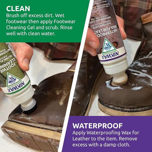 شمع مقاوم للماء من نيكواكس للجلود، السائل، يعيد طارد الماء DWR، العناية بالأحذية، منظف الأحذية والأحذية، حماية من المطر، آمن لجور تكس in Kuwait