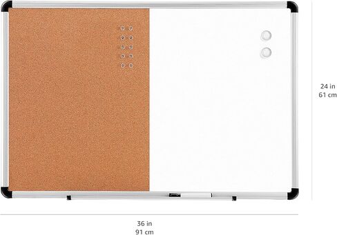 Amazon Basics Combo لوح أبيض مغناطيسي للمسح الجاف/لوح فلين، أبيض/أصفر، 36 بوصة × 24 بوصة in Saudi Arabia