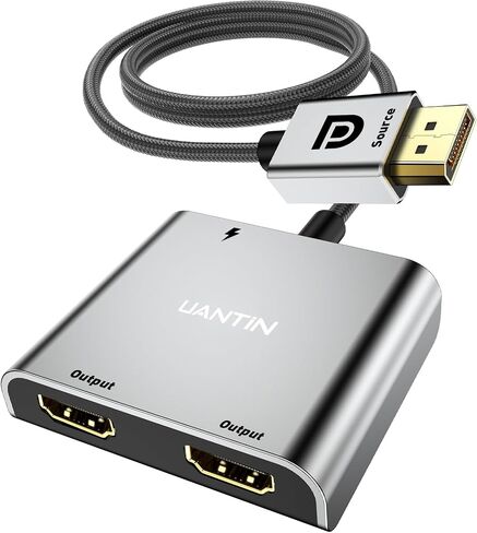 DisplayPort to Dual HDMI Adapter | 4K 60Hz DP to HDMI Splitter Extended Display Adapter for Dual Monitors,Display Port to 2 HDMI Converter for Dell, NVIDIA, AMD, Lenovo, HP in Kuwait