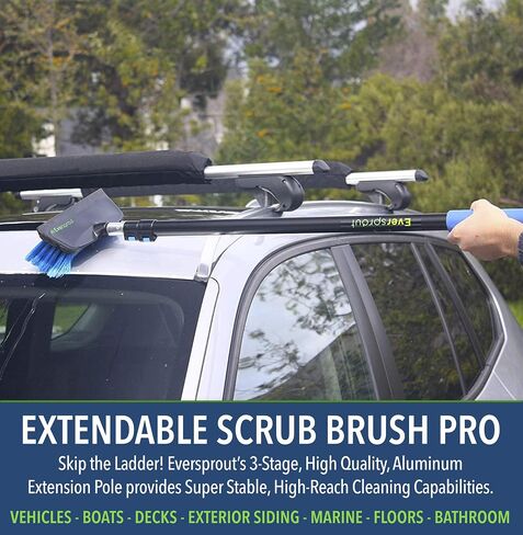EVERSPROUT 5-to-12 Ft Car Brush with Rubber Bumper, Lightweight Extension Pole Handle, Soft Bristles Car Wash Brush, RV Wash Brush, Truck Wash Brush, Boat Brush, Solar Panel Cleaning Brush and Pole in Kuwait
