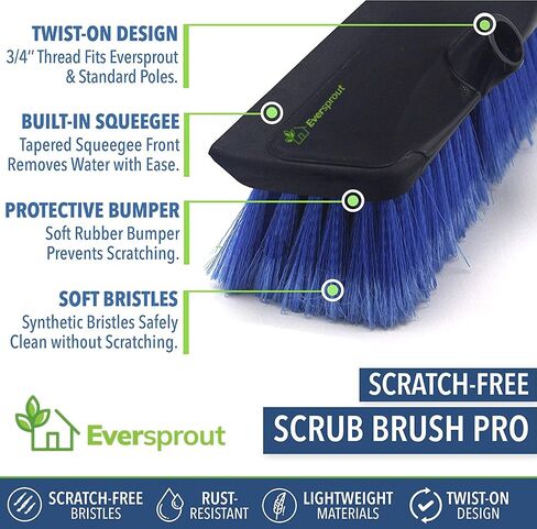 EVERSPROUT 5-to-12 Ft Car Brush with Rubber Bumper, Lightweight Extension Pole Handle, Soft Bristles Car Wash Brush, RV Wash Brush, Truck Wash Brush, Boat Brush, Solar Panel Cleaning Brush and Pole in Kuwait