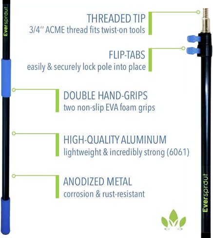 EVERSPROUT 5-to-12 Ft Car Brush with Rubber Bumper, Lightweight Extension Pole Handle, Soft Bristles Car Wash Brush, RV Wash Brush, Truck Wash Brush, Boat Brush, Solar Panel Cleaning Brush and Pole in Kuwait