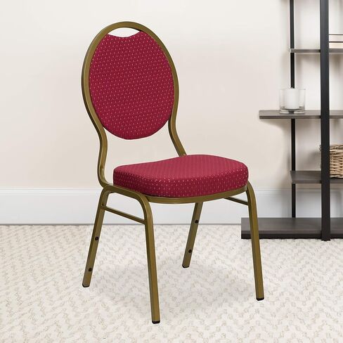 مجموعة من 4 قطع من كرسي Flash Furniture من سلسلة HERCULES على شكل دمعة خلفية مكدسة من قماش منقوش باللون الأسود - إطار من الوريد الفضي in Saudi Arabia