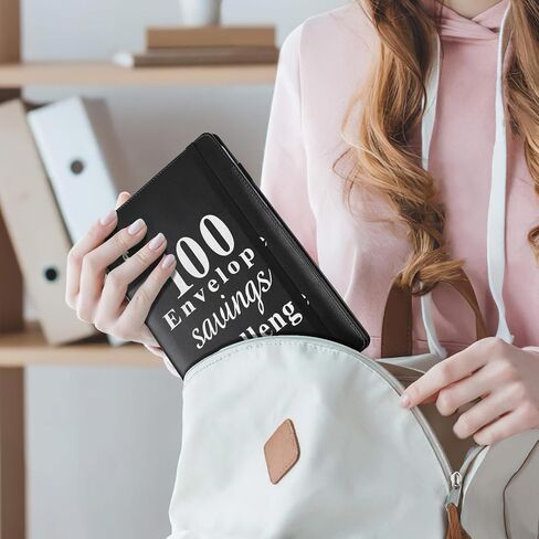 كتاب تحدي توفير المال 100 ظرف، مجلد ميزانية A5 مع مظاريف نقدية، كتاب توفير المال - طريقة سهلة وممتعة لتوفير 5050 دولارًا، مظاريف حشو النقود لوضع الميزانية والادخار (أسود) in Saudi Arabia