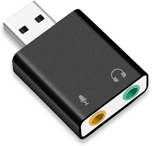 محول صوت USB من Navor Plug & Play مع مقبس سماعة رأس مقاس 3.5 مم باللون الأسود - محول صوت ستيريو خارجي متوافق مع أجهزة الكمبيوتر التي تعمل بنظام Windows وLinux وMac | محول صوت رقمي محمول متعدد الوظائف in Kuwait