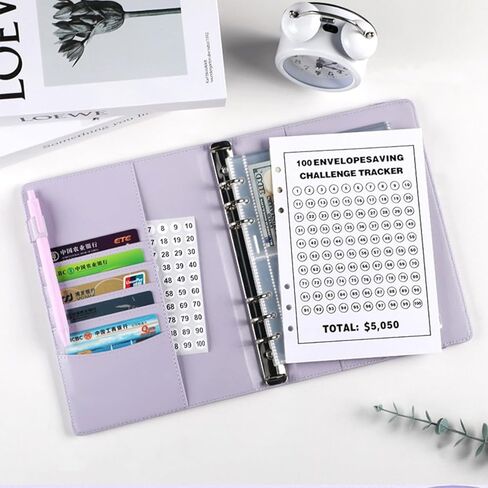 100 Envelopes Money Saving Challenge Book,A5 Budget Binder with Cash Envelopes, Book of Saving Money-Easy & Fun Way to Save $5,050, Cash Stuffing Envelopes for Budgeting & Saving (Black) in Kuwait