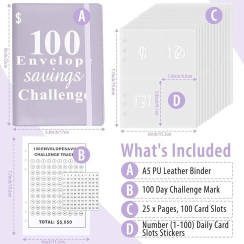 100 Envelopes Money Saving Challenge Book,A5 Budget Binder with Cash Envelopes, Book of Saving Money-Easy & Fun Way to Save $5,050, Cash Stuffing Envelopes for Budgeting & Saving (Black) in Kuwait