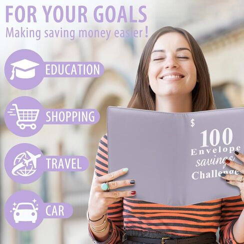 100 Envelopes Money Saving Challenge Book,A5 Budget Binder with Cash Envelopes, Book of Saving Money-Easy & Fun Way to Save $5,050, Cash Stuffing Envelopes for Budgeting & Saving (Black) in Kuwait