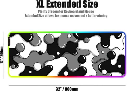 Kraken Large Gaming Mouse Pad - Non Slip Bottom - Stain & Water Resistant - Extended XXL Mousepad Large Desk Pad for Gaming, Office & Home - Desk Mat for Keyboard and Mouse - 32" x 12" (Black) in Saudi Arabia