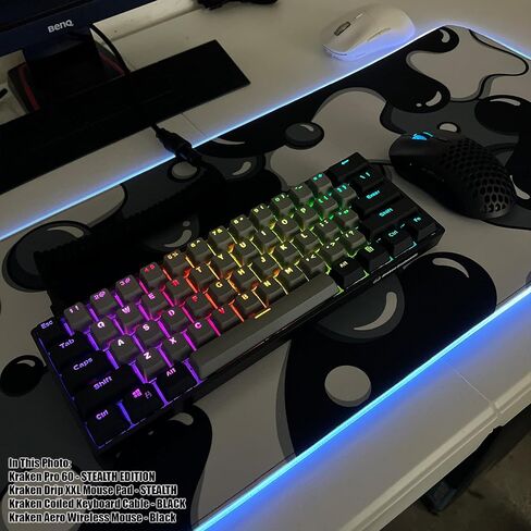 Kraken Large Gaming Mouse Pad - Non Slip Bottom - Stain & Water Resistant - Extended XXL Mousepad Large Desk Pad for Gaming, Office & Home - Desk Mat for Keyboard and Mouse - 32" x 12" (Black) in Saudi Arabia