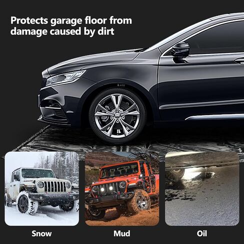 سجادة أرضية المرآب المقاومة للماء أسفل السيارة، 7'9 بوصة × 18 بوصة، سجادة احتواء شديدة التحمل مع ممسحة أرضية مجانية، تحمي أرضية المرآب من الماء والطين والزيت in Kuwait