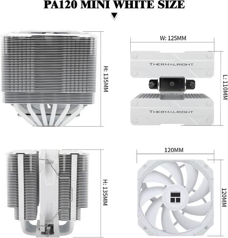 Thermalright Peerless Assassin 120 Mini Black CPU Air Cooler, 6 Heat Pipes Dual Towers Cooler, with Dual TL-D12B PWM Fans, Desktop PC Cooler for Intel LGA 1851/1700/1150/1151/1200/2011,AMD:AM4/AM5 in Saudi Arabia