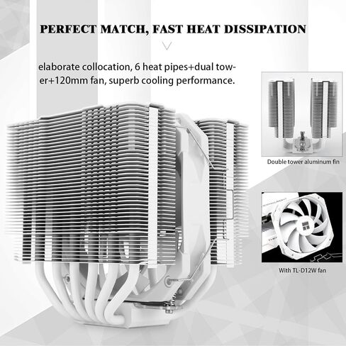 Thermalright Peerless Assassin 120 Mini Black CPU Air Cooler, 6 Heat Pipes Dual Towers Cooler, with Dual TL-D12B PWM Fans, Desktop PC Cooler for Intel LGA 1851/1700/1150/1151/1200/2011,AMD:AM4/AM5 in Saudi Arabia