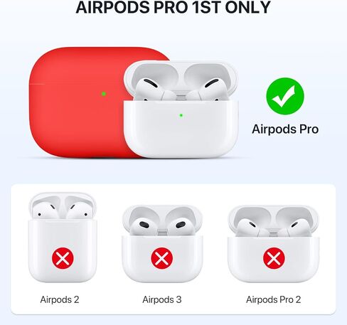 Miracase مصمم لجراب AirPods Pro (2019)، [حماية مطورة من ثلاث طبقات] غطاء حافظة من السيليكون السائل الناعم الصديق للبشرة، أسود in Kuwait