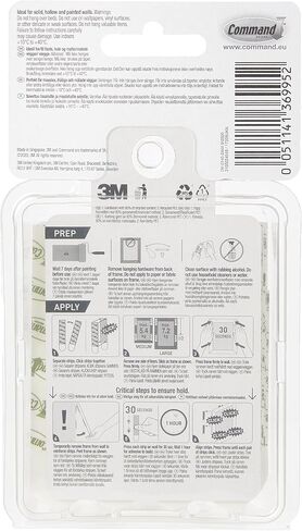 Command Medium and Large Picture Hanging Strips, Damage Free Hanging Picture Hangers, No Tools Wall Hanging Strips for Living Spaces, White, 4 Medium Pairs and 8 Large Pairs (Pack of 2) in Saudi Arabia