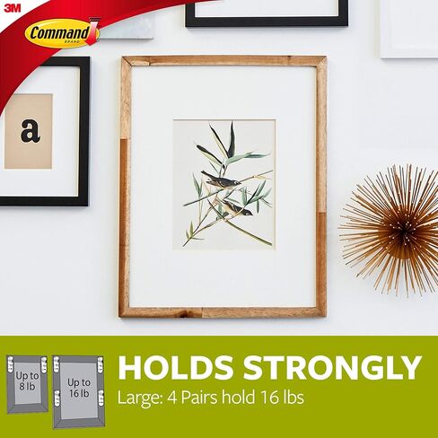 Command Medium and Large Picture Hanging Strips, Damage Free Hanging Picture Hangers, No Tools Wall Hanging Strips for Living Spaces, White, 4 Medium Pairs and 8 Large Pairs (Pack of 2) in Saudi Arabia