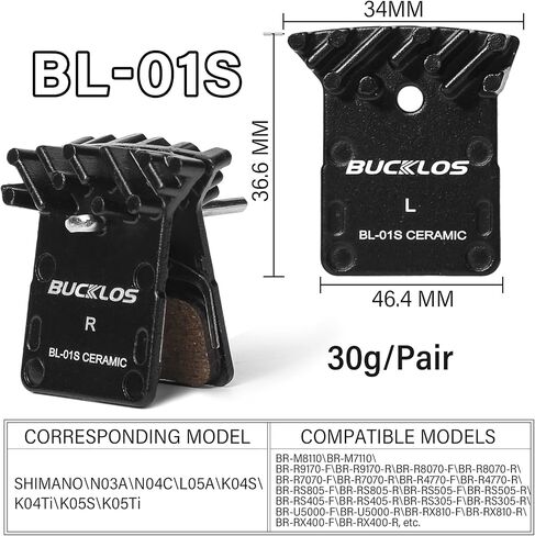 BUCKLOS 2 أزواج BL-01S مكابح قرصية للسيراميك شيمانو N03A N04C L05A K04S K04Ti K05S K05Ti M8110 M7110 R9170-F R8070-F R7070-F R4770-F RS805-F RS505-F RS405-F RS305-F U50 00-ف RX810- إف آر إكس 400-إف in Saudi Arabia