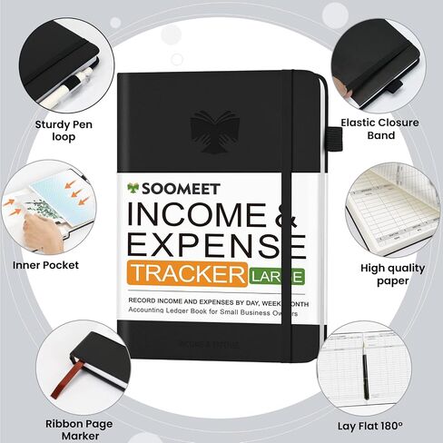 Income and Expense Tracker/Log Book/Small Business Ledger Book/Accounting & Bookkeeping Ledger Log Bookr – Large 7" x 10" Hardcover Record Notebook with Receipt Pocket(Antique Pink) in Saudi Arabia