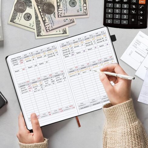 Income and Expense Tracker/Log Book/Small Business Ledger Book/Accounting & Bookkeeping Ledger Log Bookr – Large 7" x 10" Hardcover Record Notebook with Receipt Pocket(Antique Pink) in Saudi Arabia