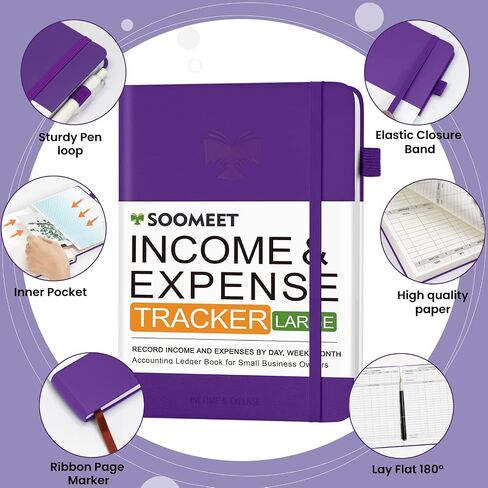 Income and Expense Tracker/Log Book/Small Business Ledger Book/Accounting & Bookkeeping Ledger Log Bookr – Large 7" x 10" Hardcover Record Notebook with Receipt Pocket(Antique Pink) in Saudi Arabia
