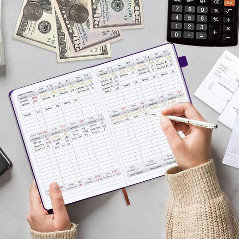 Income and Expense Tracker/Log Book/Small Business Ledger Book/Accounting & Bookkeeping Ledger Log Bookr – Large 7" x 10" Hardcover Record Notebook with Receipt Pocket(Antique Pink) in Saudi Arabia