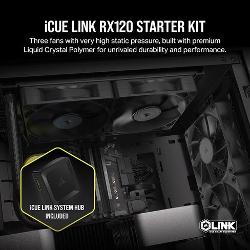 مراوح CORSAIR iCUE Link RX120 مقاس 120 مم PWM مع محور نظام iCUE Link - محمل قبة مغناطيسي - حزمة ثلاثية - أسود in Saudi Arabia