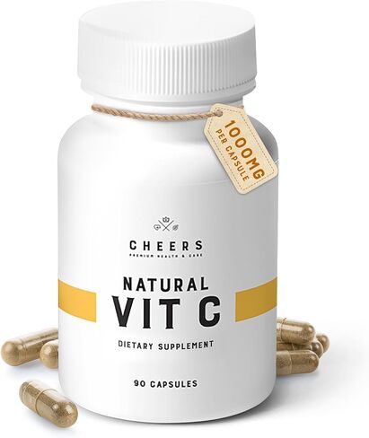 CHEERS - Vitamin C, Natural Immune System Booster Made from Rose HIPS, Grapefruit and Acerola Extracts, Vegan and Gluten-Free Alternative to Vitamin C Tablets, 1000 mg per Capsule, 90 Capsules in Kuwait