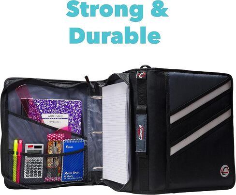 Case-it The Z Shape Zipper Binder - Two Binders in One - Double Sided 1.5 Inch D-Ring - Multiple Pockets - 500 Page Capacity - Comes with Shoulder Strap, Blue Z-176 in Saudi Arabia