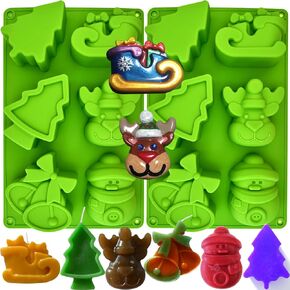 (2 Pack) Christmas Soap Molds, Christmas Baking Molds Includes 3 Different House Shapes, 3D Christmas Silicone Molds for Candle, Handmade Soap, Cupcake, Candy, Chocolate, Aromatherapy Wax Melts
