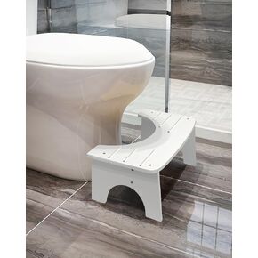 Bamboo Toilet Stool for Adults, 6.5" Poop Stool, Bathroom Toilet Potty Stool with Non-Slip Mat for Adults Children, Original Simple Design Healthy Portable Adult Toilet Poop Stool.(Wood) Healthy Gifts