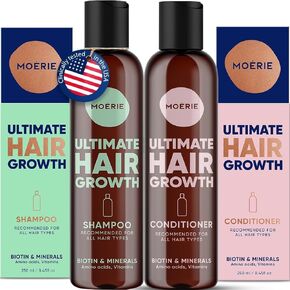 Moerie Volumizing Shampoo and Conditioner for Hair Loss - Hair Thickening Treatment with Ingredients of Natural Origin - Over 100 Active Ingredients for Thick, Long, Luscious Hair, 2 X 8.45 Fl Oz