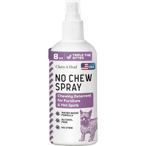 No Chew Spray for Dogs, 8 oz - Natural & Alcohol Free Bitter Deterrent Spray for Dog and Cat - Anti Chew Spray for Furniture, Hot Spots - Chew + Heal