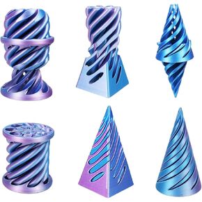 3D Printed Impossible Pyramid Passthrough Sculpture, Cone Fidget Toy, Impossible Cylinder Anxiety Relief Toy, Magic Impossible Passthrough for Desktop Decoration Toy (3Pcs Laser Purple)