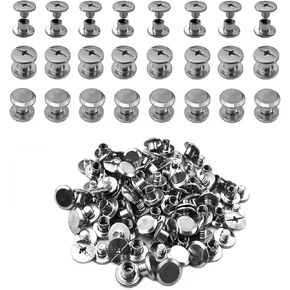 304 Stainless Steel Leather Rivets 100 Pcs (50 Sets) Screw Rivets Phillip Head Leather Bag, Book and Photo Album Binding Rivets Kits 5x4mm