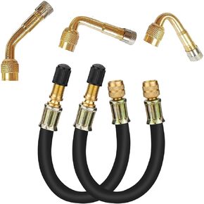 5 Pack Tire Valve Extension, 2Pcs 8.25 Inch Flexible Valve Stem Extenders with Brass 45 90 135 Multi Degree Schrader Tire Valve Stem Extension Adaptor Compatible for RV Bike Motorcycle Car
