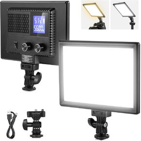 Neewer Dimmable Bi-Color Ultra-Thin 192 LED Video Light Panel with LCD Display, Built-in Lithium Battery